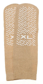 Slipper socks; xl beige pair men's  10-12  wms 11-13