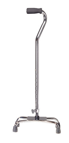 Quad cane-large base silver w/vinyl grip