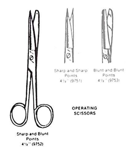 Operating scissors- sharp/blunt- 4 1/2  straight