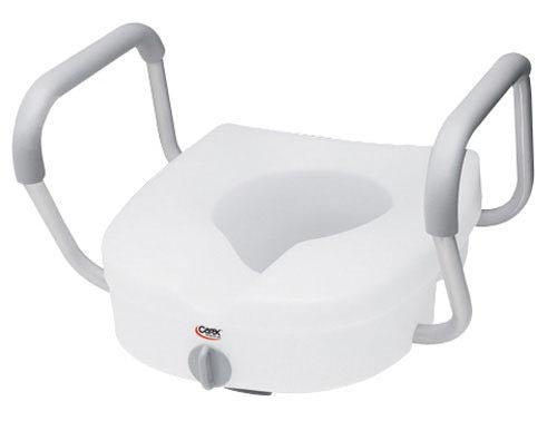 Toilet seat  e-z lock w/arms adjustable handle width