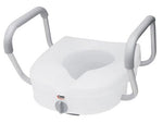 Toilet seat  e-z lock w/arms adjustable handle width